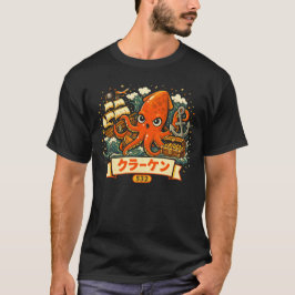 Schattige Kraken Piraat Cartoon Ontwerp T-shirt