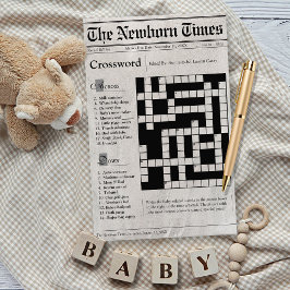 Schattige Krant Baby shower Crossword Puzzel Spel