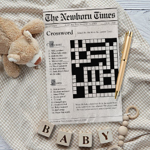 Schattige Krant Baby shower Crossword Puzzel Spel