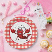 Schattige kreeft feest rode check papieren bordje (Feest)