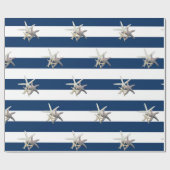 Schattige kreeften, marineblauwe strepen cadeaupapier (Vlak)