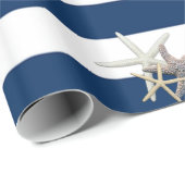 Schattige kreeften, marineblauwe strepen cadeaupapier (Rol Hoek)