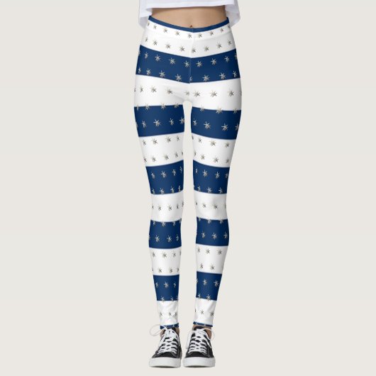 Schattige kreeften, marineblauwe strepen leggings (Voorkant)
