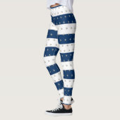 Schattige kreeften, marineblauwe strepen leggings (Links)