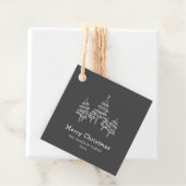 Schattige krijt kerstbomen zwart wit bedankjes labels (In situ)