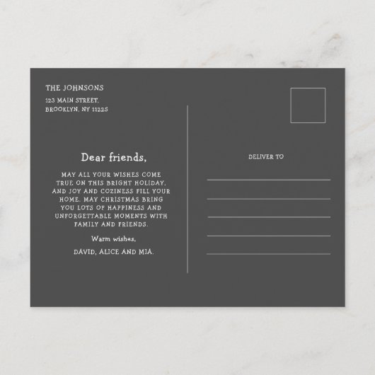 Schattige krijt kerstbomen zwart wit briefkaart (Achterkant)