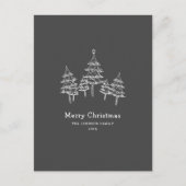 Schattige krijt kerstbomen zwart wit briefkaart (Voorkant)