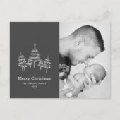 Schattige krijt kerstbomen zwart wit foto briefkaart (Voorkant)