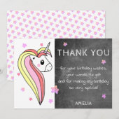 Schattige Krijtbord Kleurrijke Eenhoorn Dank u Kaa Kaart (Voorkant / Achterkant)