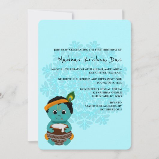 Schattige Krishna kaart voor verjaardag - Krishna (Voorkant)