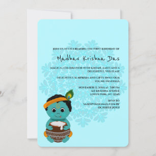 Schattige Krishna kaart voor verjaardag - Krishna 