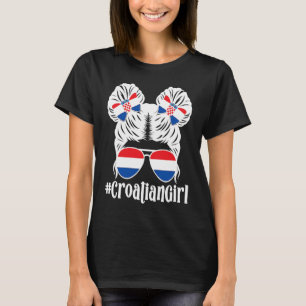 Schattige Kroatisch Meisje Kroatië Vlag Kroatisch  T-shirt