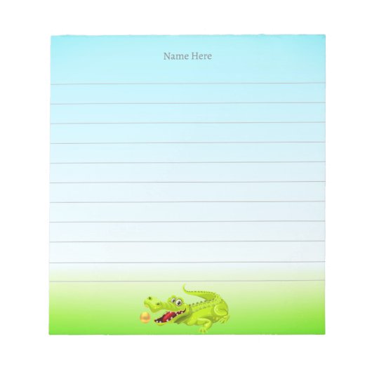 Schattige krokodil op lichtblauwe voering notitieblok (Voorkant)