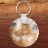Schattige Krolhaar Naam Kat Foto Sleutelhanger (Achterkant)