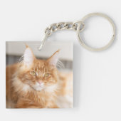 Schattige Krolhaar Naam Kat Foto Sleutelhanger (Achterkant)
