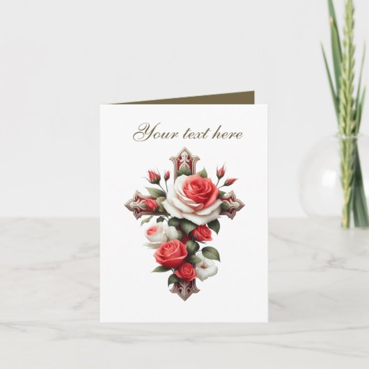 Schattige kruis met aanpasbare rozen kaart (Voorkant)