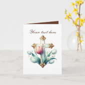 Schattige kruis met aanpasbare rozen kaart (Gele Bloem)