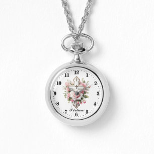 Schattige kruisbeeld geloof ik horloge