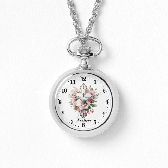 Schattige kruisbeeld geloof ik horloge (Voorkant)