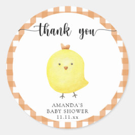 Schattige kuiken babyshower bedankt ronde sticker
