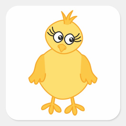 Schattige kuiken, gele Baby vogel. Vierkante Sticker (Voorkant)