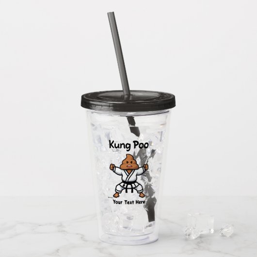 Schattige Kung Poo Karate Acryl Drinkbeker (Voorkant ijs)