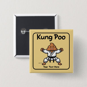 Schattige Kung Poo Karate Vierkante Button 5,1 Cm