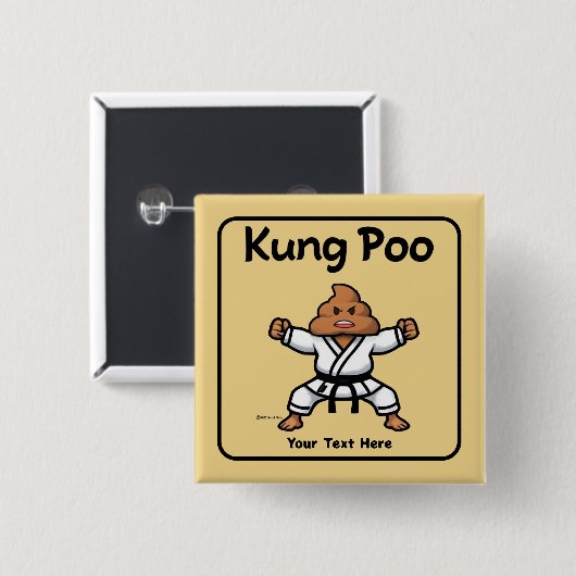 Schattige Kung Poo Karate Vierkante Button 5,1 Cm (Voorkant /achterkant)