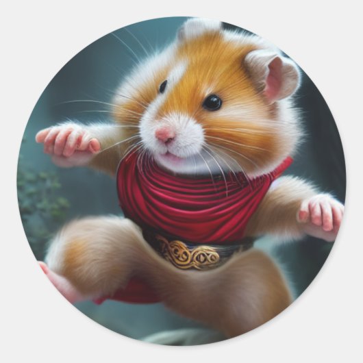 schattige Kungfu Hamster Ronde Sticker (Voorkant)