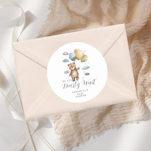 Schattige kunnen we bijna wachten Beer ballon Baby Ronde Sticker