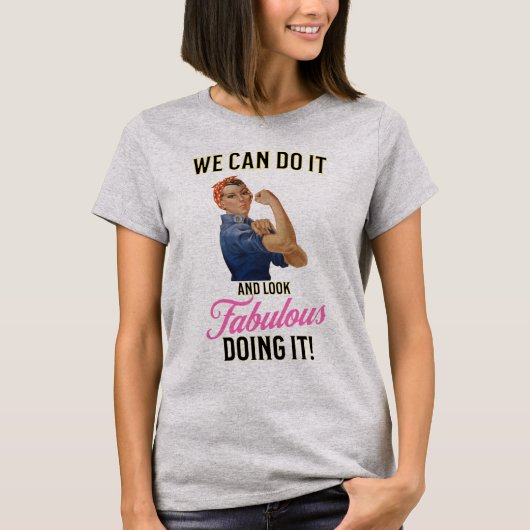 Schattige kunnen we het doen Rosie de Riveter T-shirt (Voorkant)