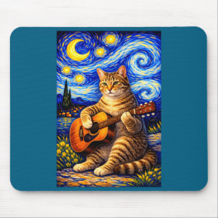 Schattige kunst tabby kat speelt gitaar grillig muismat