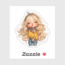 Schattige kus sticker