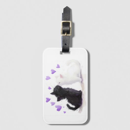Schattige kussende katten bagagelabel (Voorkant (verticaal))