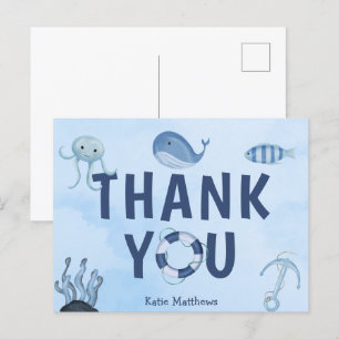 Schattige Kust Baby shower Ocean Animals Dank u Briefkaart