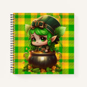 SCHATTIGE KUSTMATIGE IRISH LEPRECHAUN GIRL NOTITIEBOEK (Voorkant)