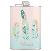 Schattige Kute Modern Girly Feathers Heupfles (Voorkant)