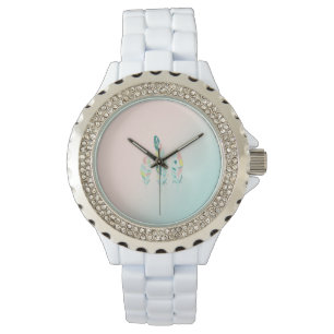 Schattige Kute Modern Girly Feathers Horloge
