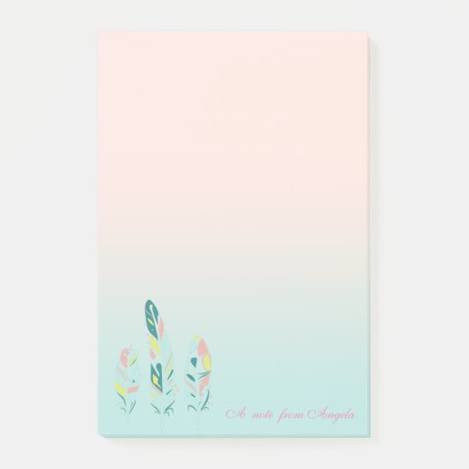 Schattige Kute Modern Girly Feathers Post-it® Notes (Voorkant)