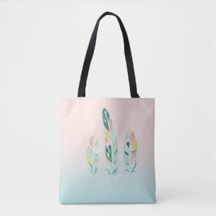 Schattige Kute Modern Girly Feathers Tote Bag