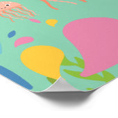 Schattige kwal in baby blauwe oceaan, poster (Hoek)