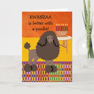 Schattige Kwanzaa is beter met een poedelhond Kaart