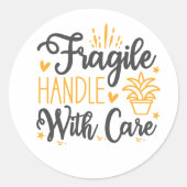 Schattige KWETSBARE Handle With Care-labels | Esth Ronde Sticker (Voorkant)