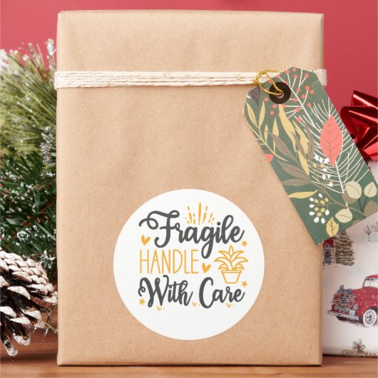 Schattige KWETSBARE Handle With Care-labels | Esth Ronde Sticker (Feestdagen)
