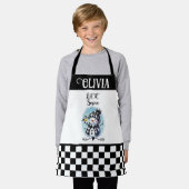 Schattige laat het sneeuwman en geruit patroon sne schort (Gedragen)