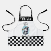 Schattige laat het sneeuwman en geruit patroon sne schort (Voorkant)