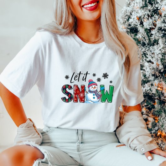 Schattige Laat het Sneeuwman Kerst T-shirt