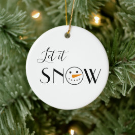 Schattige Laat het Sneeuwsneeuwman Keramisch Ornament