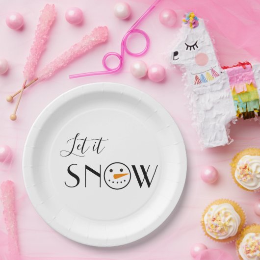 Schattige Laat het Sneeuwsneeuwman Papieren Bordje (Feest)