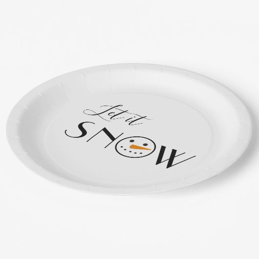 Schattige Laat het Sneeuwsneeuwman Papieren Bordje (Gekanteld)